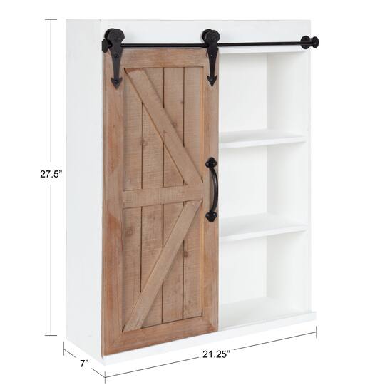 Kate and Laurel Cates Wood Wall Storage Cabinet with Sliding Barn Door